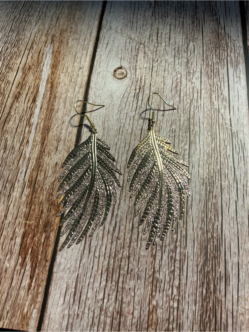 Gold Tone Leaf Earrings